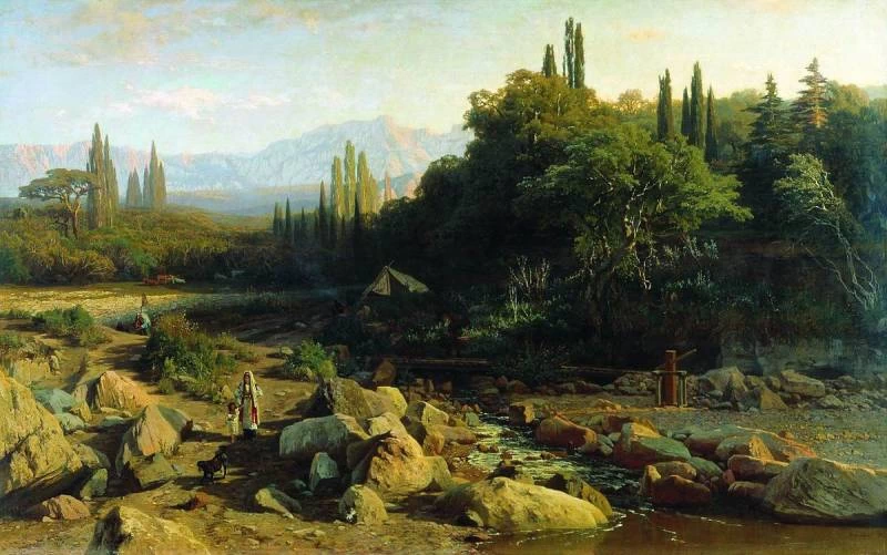 Volodymyr Orlovsky - Crimea. Paesaggio con un fiume